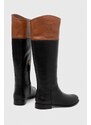 Δερμάτινες μπότες Lauren Ralph Lauren Justine γυναικείες, χρώμα: μαύρο, 802915418004 F3802915418004