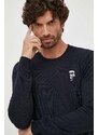 Μάλλινο πουλόβερ Karl Lagerfeld ανδρικά, χρώμα: ναυτικό μπλε