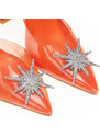 TSOUKALAS Γόβες mules πορτοκαλί διάφανες με αγκράφα από στρας και ιδιαίτερο τακούνι
