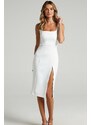 Madmext Mad Girls White Midi Basic Length Dress