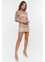 DeCoro Φόρεμα Mini Strapless με Glitter - ΚΑΦΕ