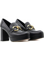LEATHER HIGH HEEL LOAFERS WOMEN MOURTZI