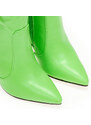 TSOUKALAS Μπότες πράσινες φωσφοριζέ δερματίνη με τριγωνικό τακούνι