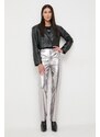 Παντελόνι Guess χρώμα: ασημί