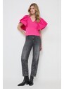 Βαμβακερή μπλούζα Karl Lagerfeld χρώμα: ροζ