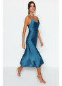 Trendyol Λάδι Επένδυση Υφαντό Σατέν Βραδινό φόρεμα