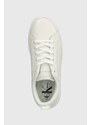 Δερμάτινα αθλητικά παπούτσια Calvin Klein Jeans BOLD FLATF LOW LACEUP LTH IN LUM χρώμα: άσπρο, YW0YW01309