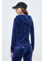 Βελούδινη μπλούζα Juicy Couture χρώμα: ναυτικό μπλε, με κουκούλα