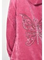 First Woman Βελουτέ φόρμα σετ ροζ στρας πεταλούδα