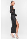 DeCoro Φόρεμα Midi Strapless Εξώπλατο με Glitter - ΜΑΥΡΟ