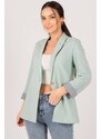 armonika Women's Mint Striped Single Button Jacket