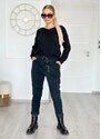 parizianista παντελόνι κοτλέ ψηλόμεσο με τσέπες - Μαύρο - 002009