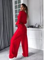parizianista παντελόνι baby φούτερ σε φαρδιά γραμμή - Kόκκινο - 026001