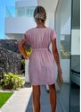 parizianista φόρεμα mini ριγέ με λάστιχο & ζωνάκι στη μέση - Ροζ - 018009