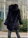 parizianista μακρύ μπουφάν διπλής όψης με γούνα από τη μία πλευρά - Μαύρο - 002005