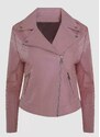 parizianista δερματίνη jacket με λοξό φερμουάρ - Ροζ - 018014