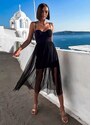 parizianista mini φόρεμα τιράντα με extra τούλι από πάνω - Μαύρο - 002009