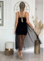 parizianista mini φόρεμα τιράντα με extra τούλι από πάνω - Μαύρο - 002009