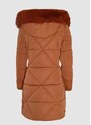 parizianista μπουφάν με ιδιαίτερη ραφή & γούνα στην κουκούλα F/W 2022/23 - ταμπά - 057005