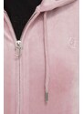 Βελούδινη μπλούζα Juicy Couture χρώμα: ροζ, με κουκούλα