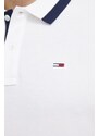 Βαμβακερό μπλουζάκι πόλο Tommy Jeans χρώμα: άσπρο