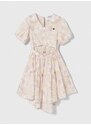 Παιδικό βαμβακερό φόρεμα Pinko Up χρώμα: μπεζ