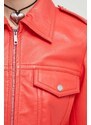 Δερμάτινο μπουφάν Moschino Jeans χρώμα: κόκκινο