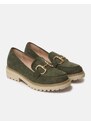 INSHOES Suede loafers με διακοσμητική αγκράφα Χακί