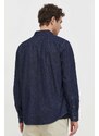 Βαμβακερό πουκάμισο Abercrombie & Fitch ανδρικό, χρώμα: ναυτικό μπλε