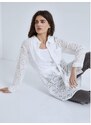 Celestino Διάτρητη κεντητή πουκαμίσα με ζώνη λευκο για Γυναίκα