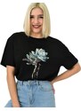 Potre Γυναικείο T-shirt με σχέδιο και στρας λουλούδι