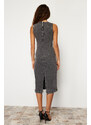 Trendyol Anthracite Fitted Maxi Denim Dress