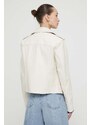 Δερμάτινο jacket HUGO γυναικεία, χρώμα: άσπρο