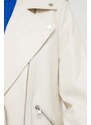 Δερμάτινο jacket HUGO γυναικεία, χρώμα: άσπρο