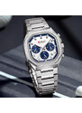 Curren C8459 Silver Blue Ρολόι με Λευκό Καντράν και Ασημένιο Μπρασελέ