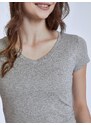 Celestino Μονόχρωμο τ-shirt με βαμβάκι γκρι για Γυναίκα