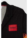 Παιδικό βαμβακερό πουκάμισο HUGO χρώμα: μαύρο