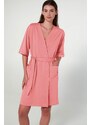 Vamp γυναικεία ρόμπα pink glow cotton regular fit 20236