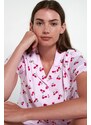 Vamp γυναικεία πιτζάμα ρόζ εμπριμέ cotton regular fit 20317
