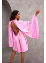 Joy Fashion House Princess μίνι φόρεμα εξώπλατο με όψη σατέν ροζ