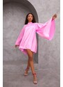 Joy Fashion House Princess μίνι φόρεμα εξώπλατο με όψη σατέν ροζ