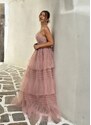 parizianista φόρεμα maxi tutu με τιράντες - Ροζ - 018014