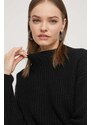 Μάλλινο πουλόβερ HUGO γυναικεία, χρώμα: μαύρο