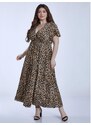 Celestino Maxi λεοπάρ φόρεμα με άνοιγμα μπεζ για Γυναίκα