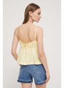 Βαμβακερή μπλούζα Tommy Jeans γυναικεία, χρώμα: κίτρινο