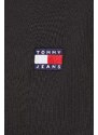 Βαμβακερή μπλούζα Tommy Jeans γυναικεία, χρώμα: μαύρο, με κουκούλα