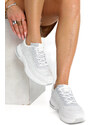 Ligglo Λευκά Sneakers με Στρας & Γκλίτερ Διακόσμηση