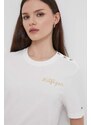 Βαμβακερό μπλουζάκι Tommy Hilfiger γυναικεία, χρώμα: μπεζ