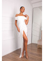Joy Fashion House Holmes μακρύ φόρεμα με όψη σατέν λευκό