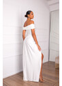 Joy Fashion House Holmes μακρύ φόρεμα με όψη σατέν λευκό